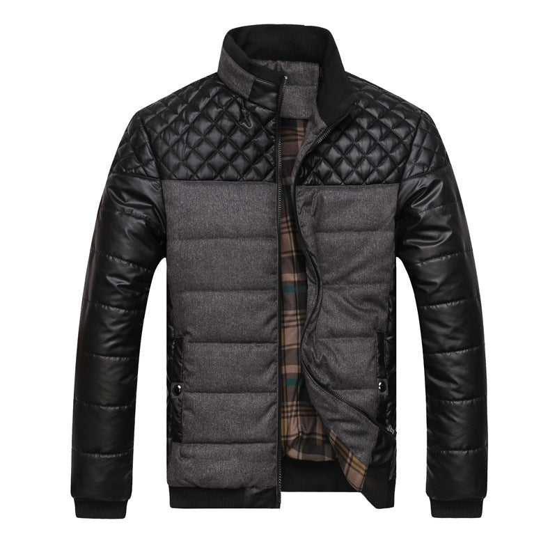 Men's quilted jacket in a material mix with quilted shoulder section and checked lining Hudson & Parker