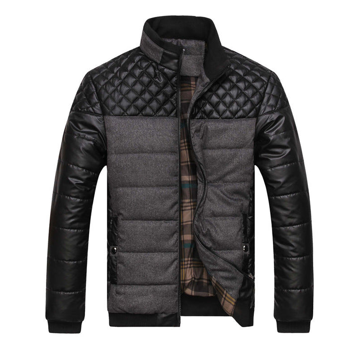 Men's quilted jacket in a material mix with quilted shoulder section and checked lining Hudson & Parker