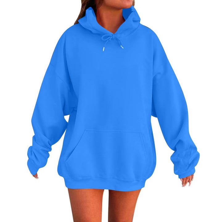 Women’s oversized hoodie dress with kangaroo pocket, extended silhouette and soft French terry Hudson & Parker Fashion
