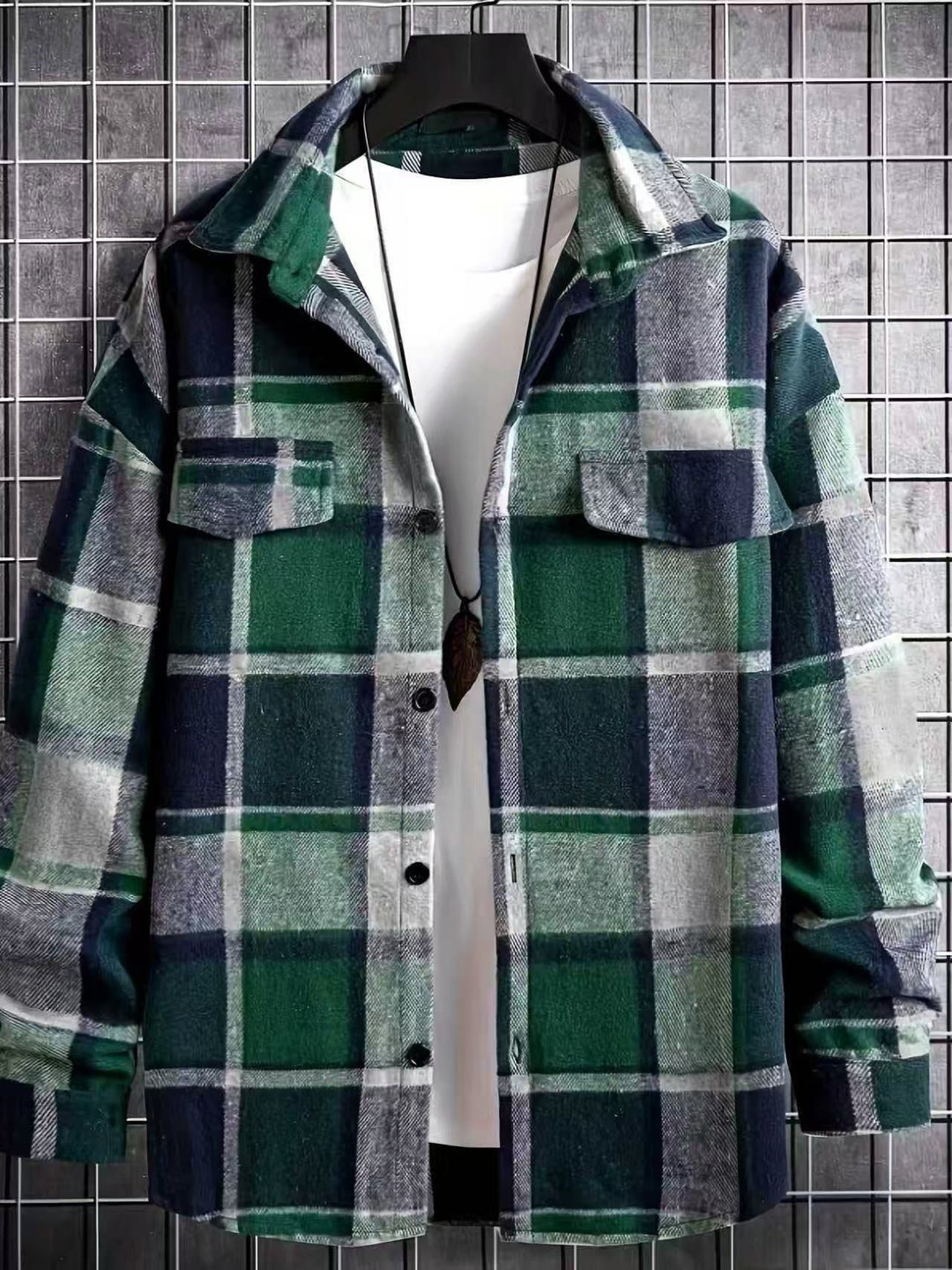 Men's oversized check shirt jacket made of soft flannel with patch chest pockets Hudson & Parker