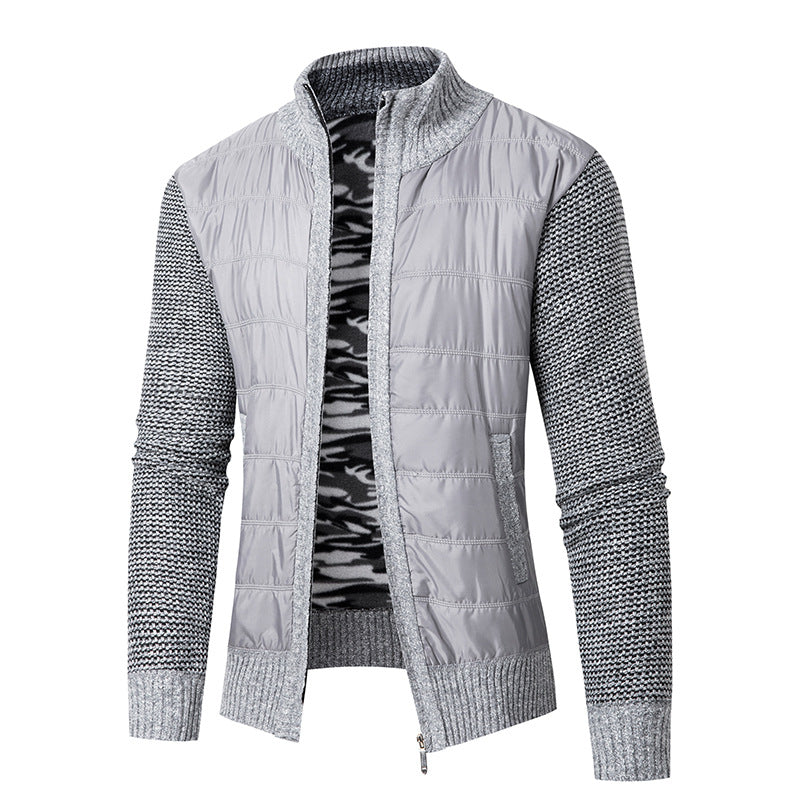 Men's hybrid cardigan with quilted front and stand-up collar Hudson & Parker