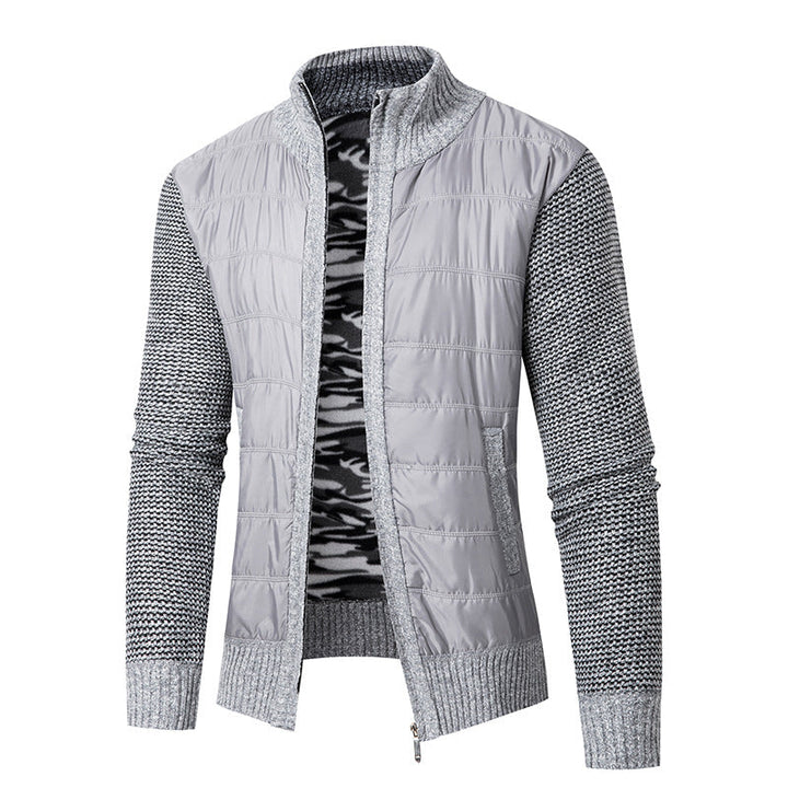 Men's hybrid cardigan with quilted front and stand-up collar Hudson & Parker