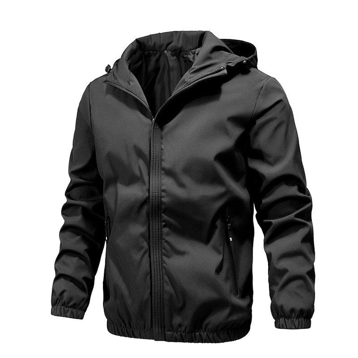 Men's Softshell Jacket with Hood, Wind and Water Resistant, Elastic Cuffs Hudson & Parker