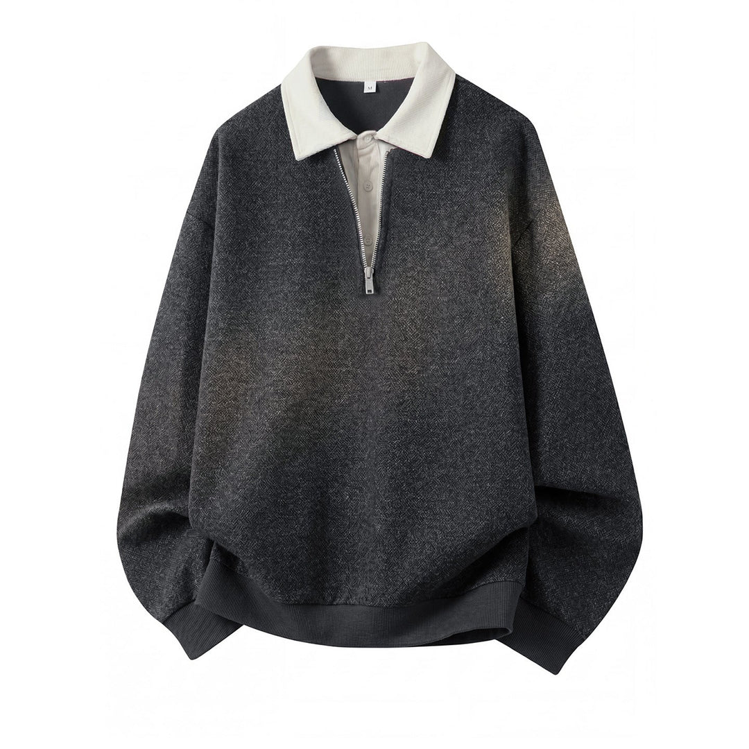 Unisex Oversize Pullover with Polo collar and half zipper Hudson & Parker