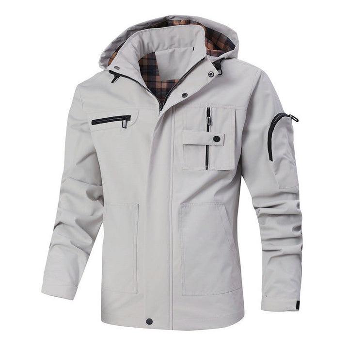 Men's Waterproof Utility Jacket with Hood and Multiple Pockets Hudson & Parker