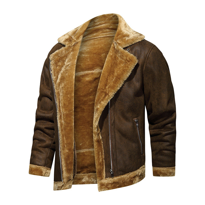 Men's Lambskin Imitation Aviator Jacket with Cozy Faux Fur Lining Hudson & Parker