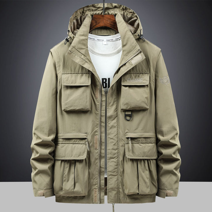Men's tactical hooded field parka with multi-pocket utility front and D-ring Hudson & Parker