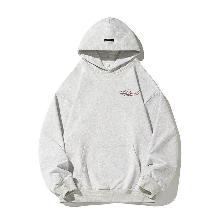 Unisex Comfort Hoodie with Extended Back, Raglan Sleeves and Script Embroidery Hudson & Parker