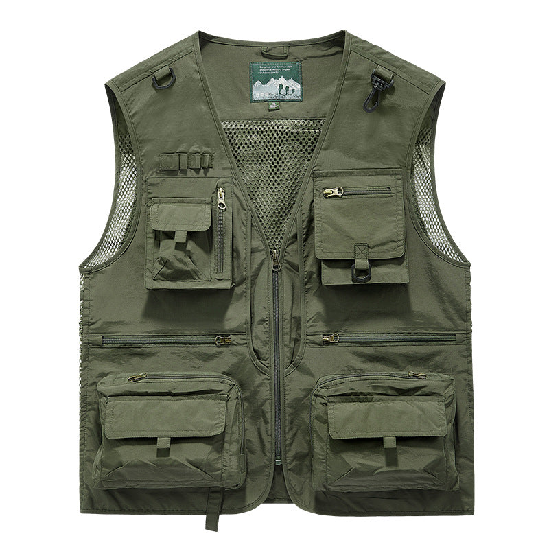 Men's multifunctional fishing vest with numerous pockets and mesh inserts Hudson & Parker