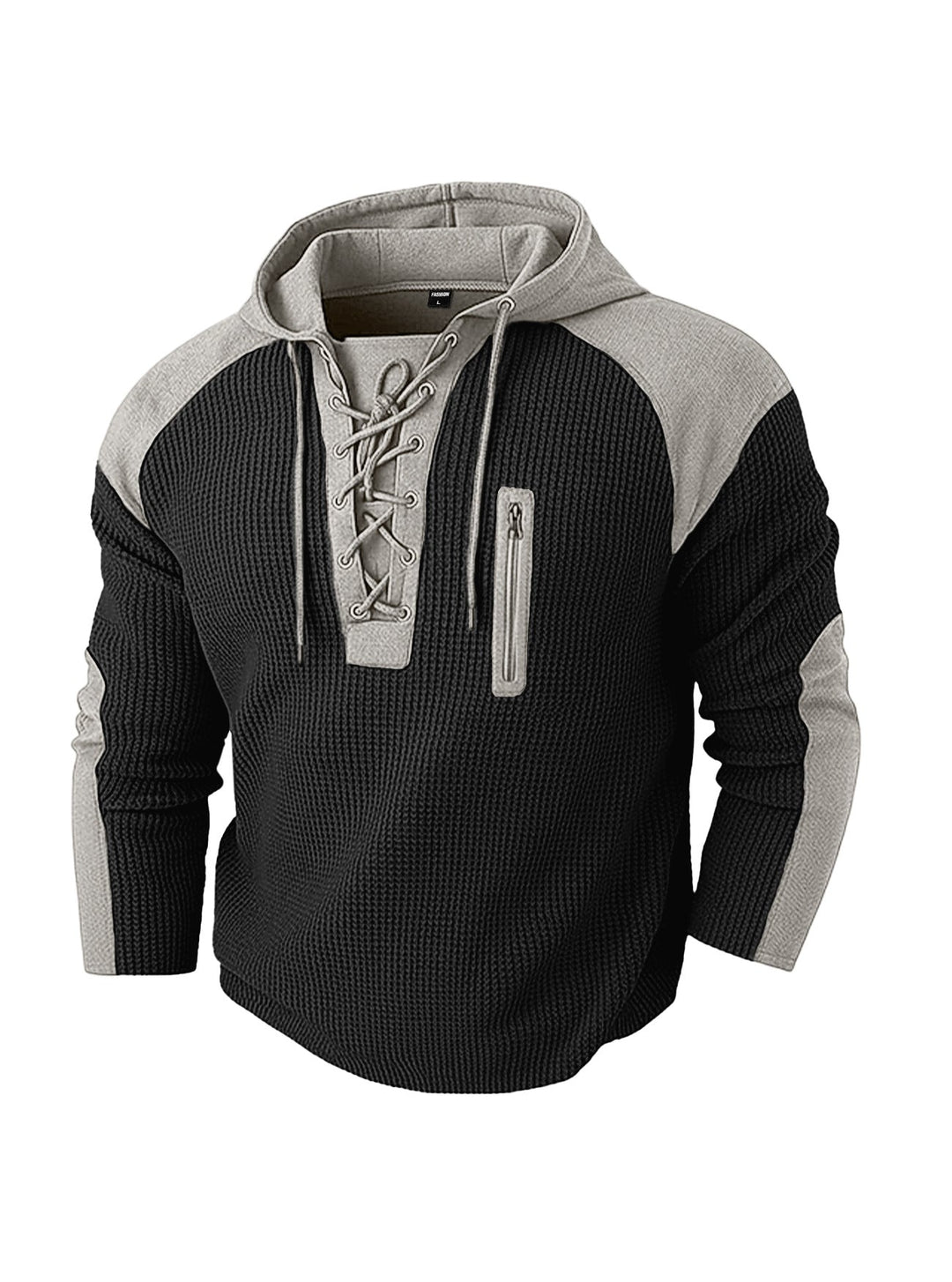 Men's hoodie with lacing trim and vertical zipper chest pocket Hudson & Parker