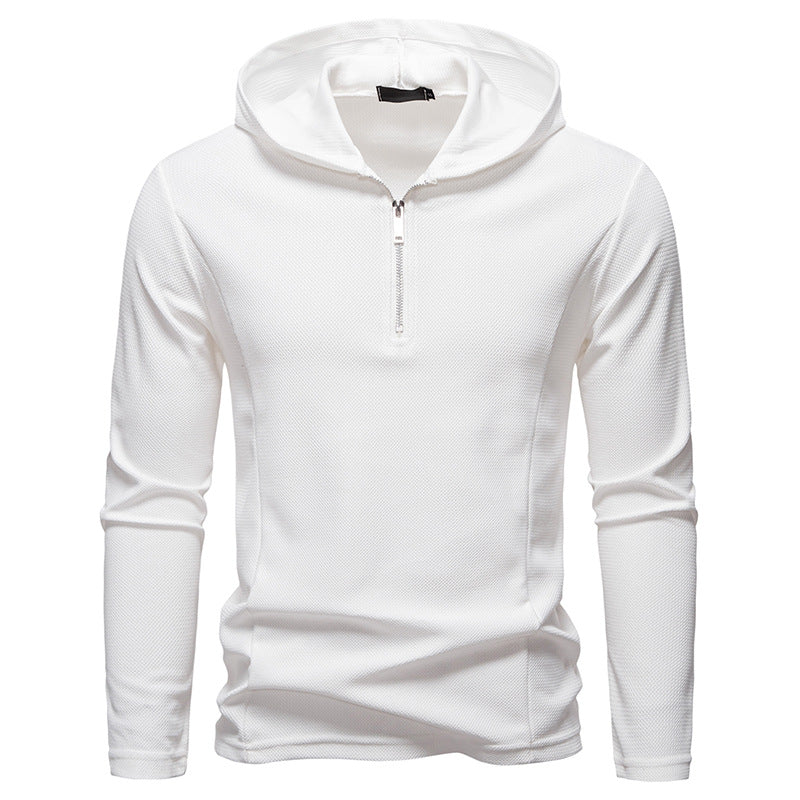 Men's Lightweight Textured Half-Zip Hoodie with Breathable Mesh Hudson & Parker