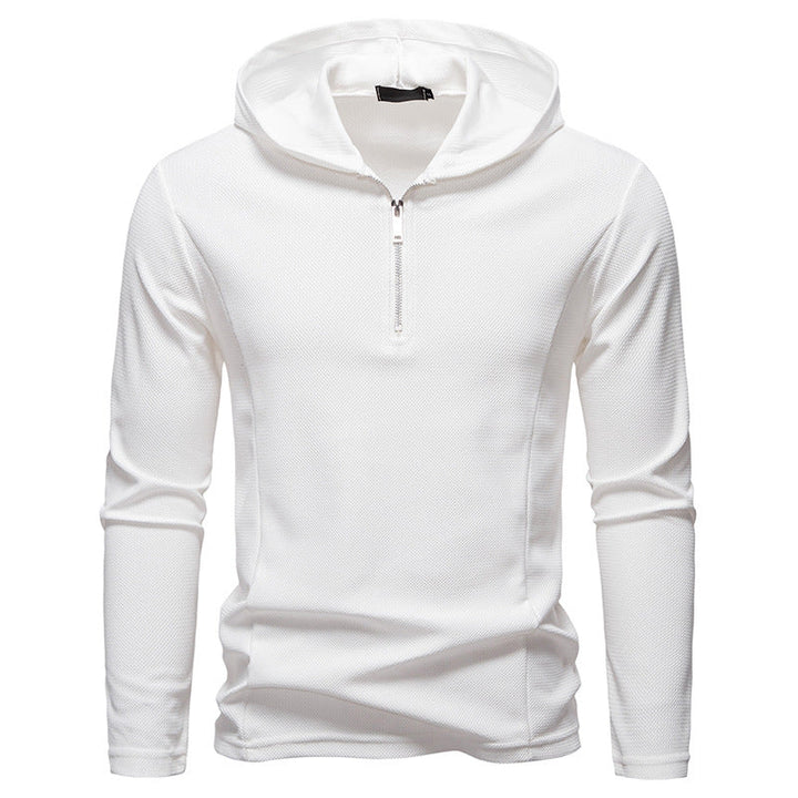Men's Lightweight Textured Half-Zip Hoodie with Breathable Mesh Hudson & Parker