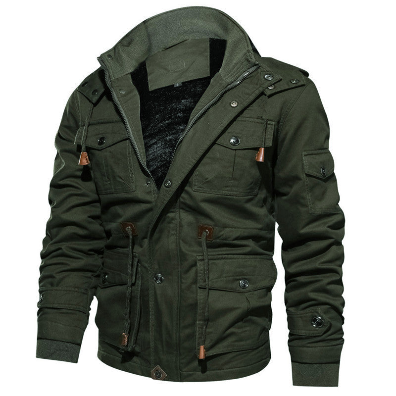 Men's Insulated Canvas Utility Parka with Teddy Fleece Lining and Multiple Pockets Hudson & Parker