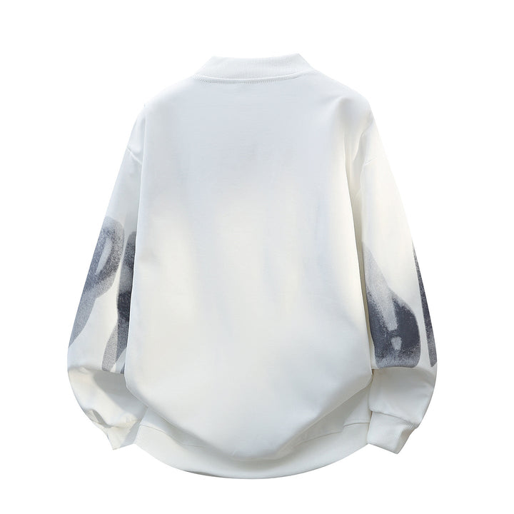 Unisex Oversize-Round-Neck-Sweatshirt with Stand-Up Collar, Abstract Print & Ribbed Cuffs Hudson & Parker