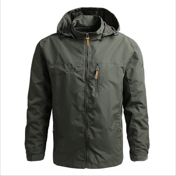 Men's Lightweight Waterproof Hooded Outdoor Jacket with Chest Pocket and Adjustable Cuffs Hudson & Parker