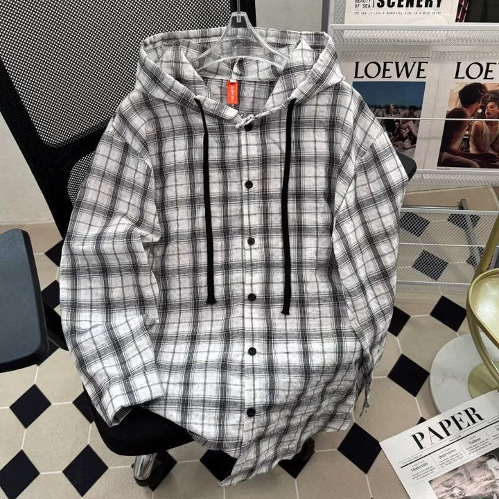 Women's URBAN CHECK HOODIE WITH BUTTON DETAILS Hudson & Parker