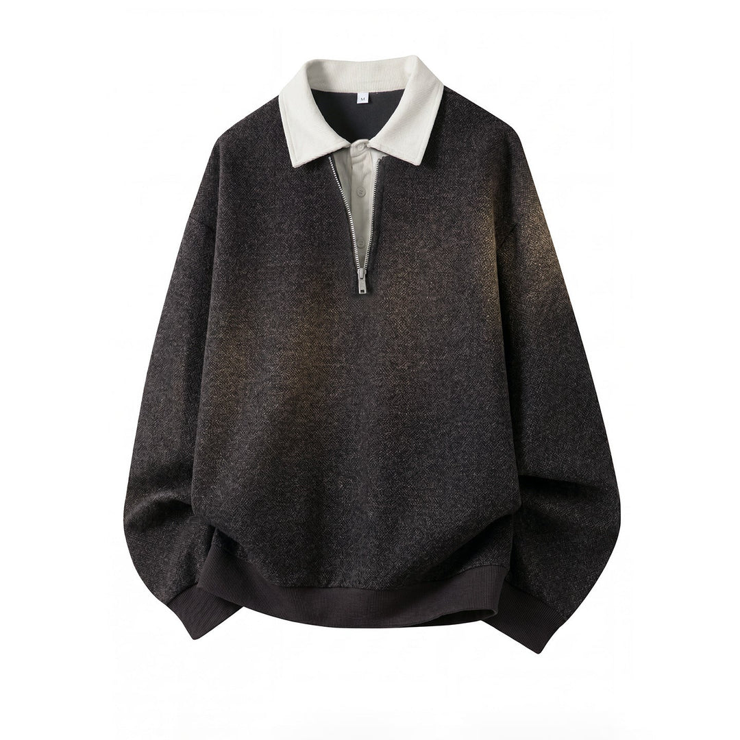 Unisex Oversize Pullover with Polo collar and half zipper Hudson & Parker