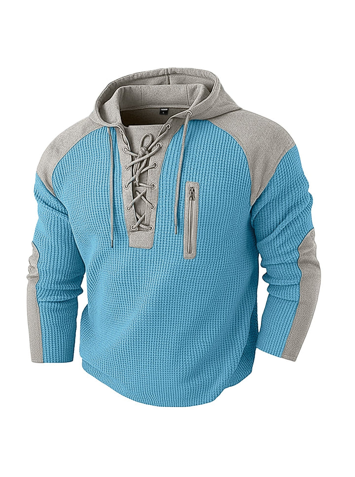 Men's hoodie with lacing trim and vertical zipper chest pocket Hudson & Parker