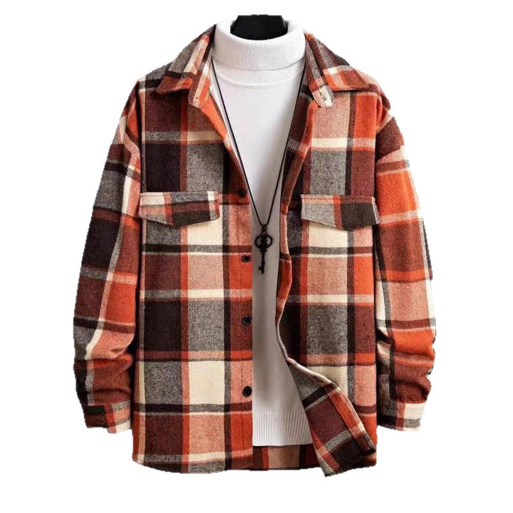 Men's oversized check shirt jacket made of soft flannel with patch chest pockets Hudson & Parker