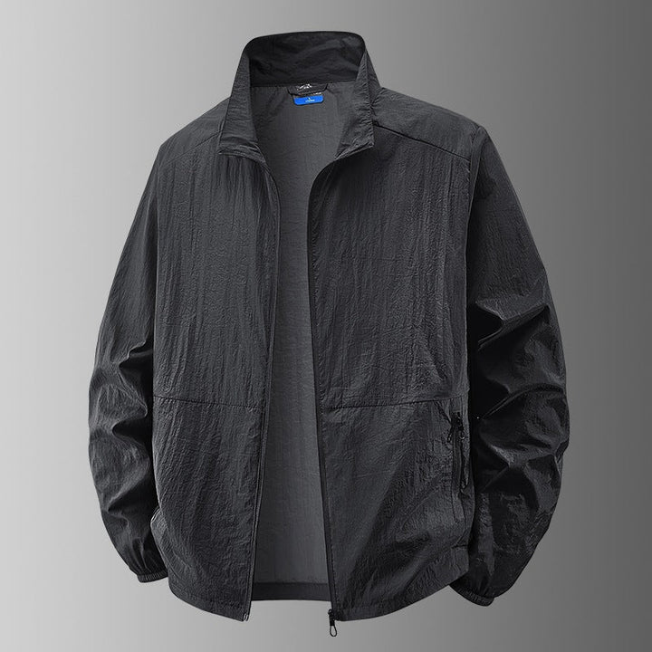 Men's ultralight windproof transitional jacket with stand-up collar and compact pack function Hudson & Parker