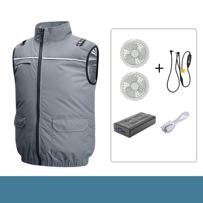 Unisex nan lightweight cooling work vest with integrated fans and external battery Hudson & Parker