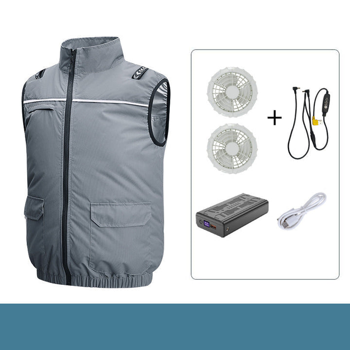 Unisex nan lightweight cooling work vest with integrated fans and external battery Hudson & Parker