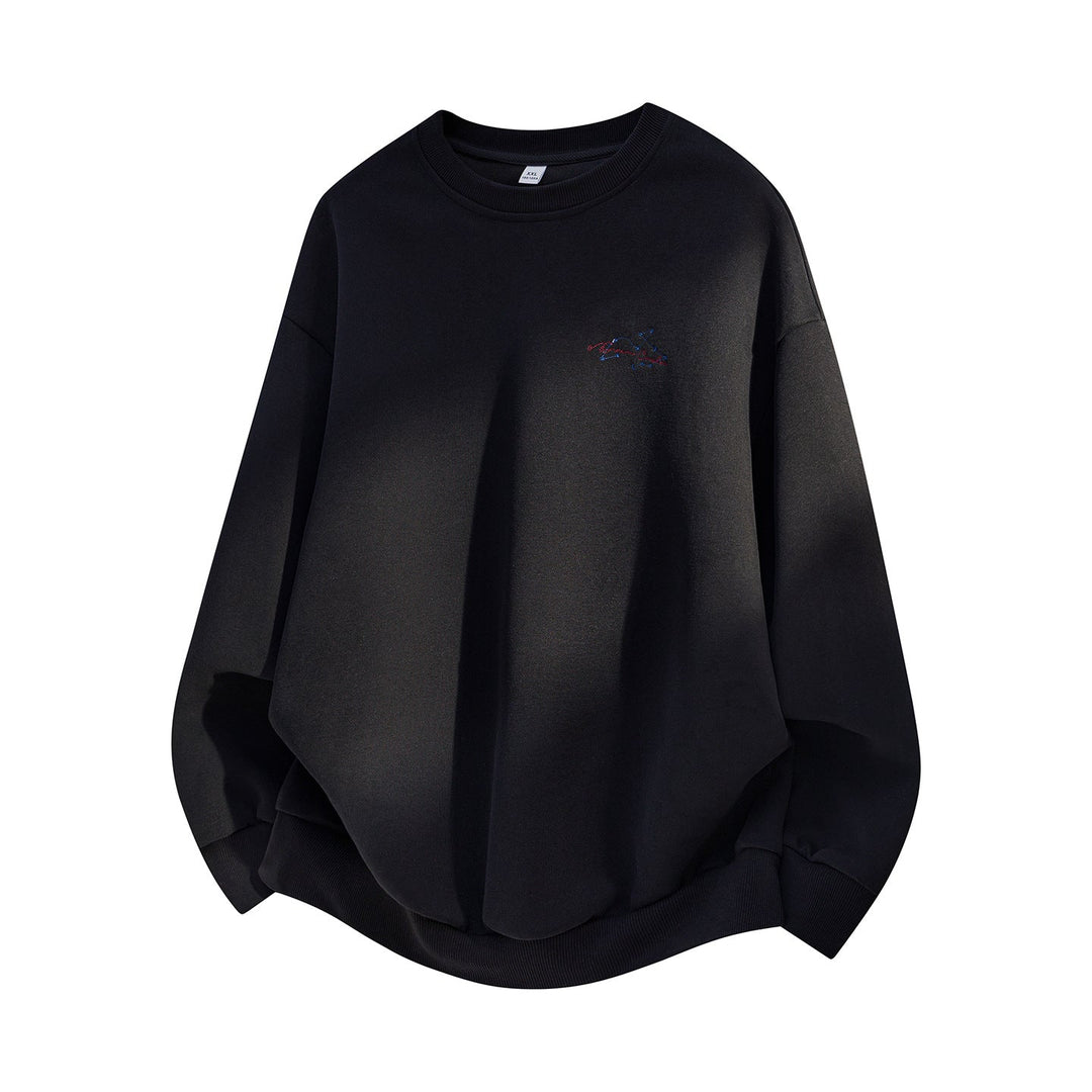 Unisex Oversize Sweatshirt with Round Neck, fine Chest Embroidery and Elastic Hem Hudson & Parker