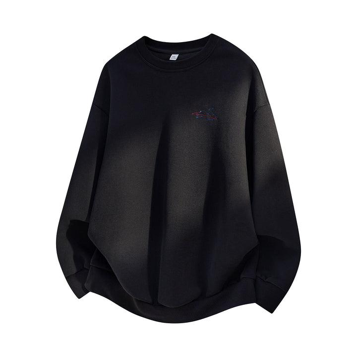 Unisex Oversize Sweatshirt with Round Neck, fine Chest Embroidery and Elastic Hem Hudson & Parker