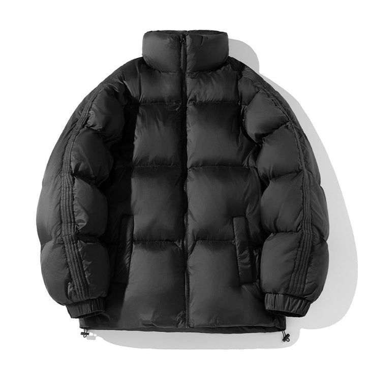 Unisex Oversize Puffer Jacket with High Stand-Up Collar, Side Arm Zippers and Drawstring Hudson & Parker
