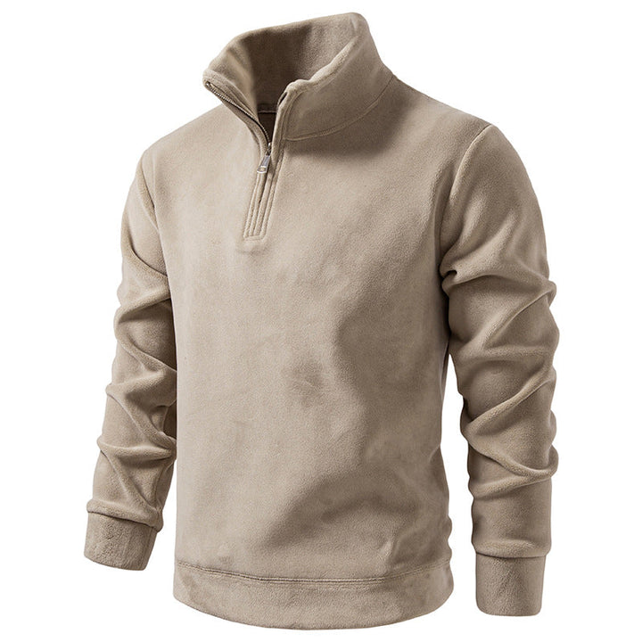 Men's Fleece Half-Zip Pullover with Standing Collar and Soft Microfleece Hudson & Parker