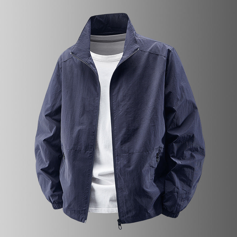 Men's breathable lightweight windbreaker with stand-up collar, elastic cuffs and concealed zippered pockets Hudson & Parker