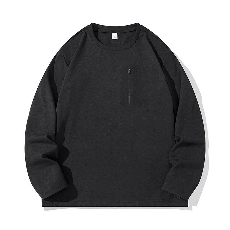 Unisex Oversize Long Sleeve Sweatshirt with Chest Zipper Pocket and Crew Neck Hudson & Parker