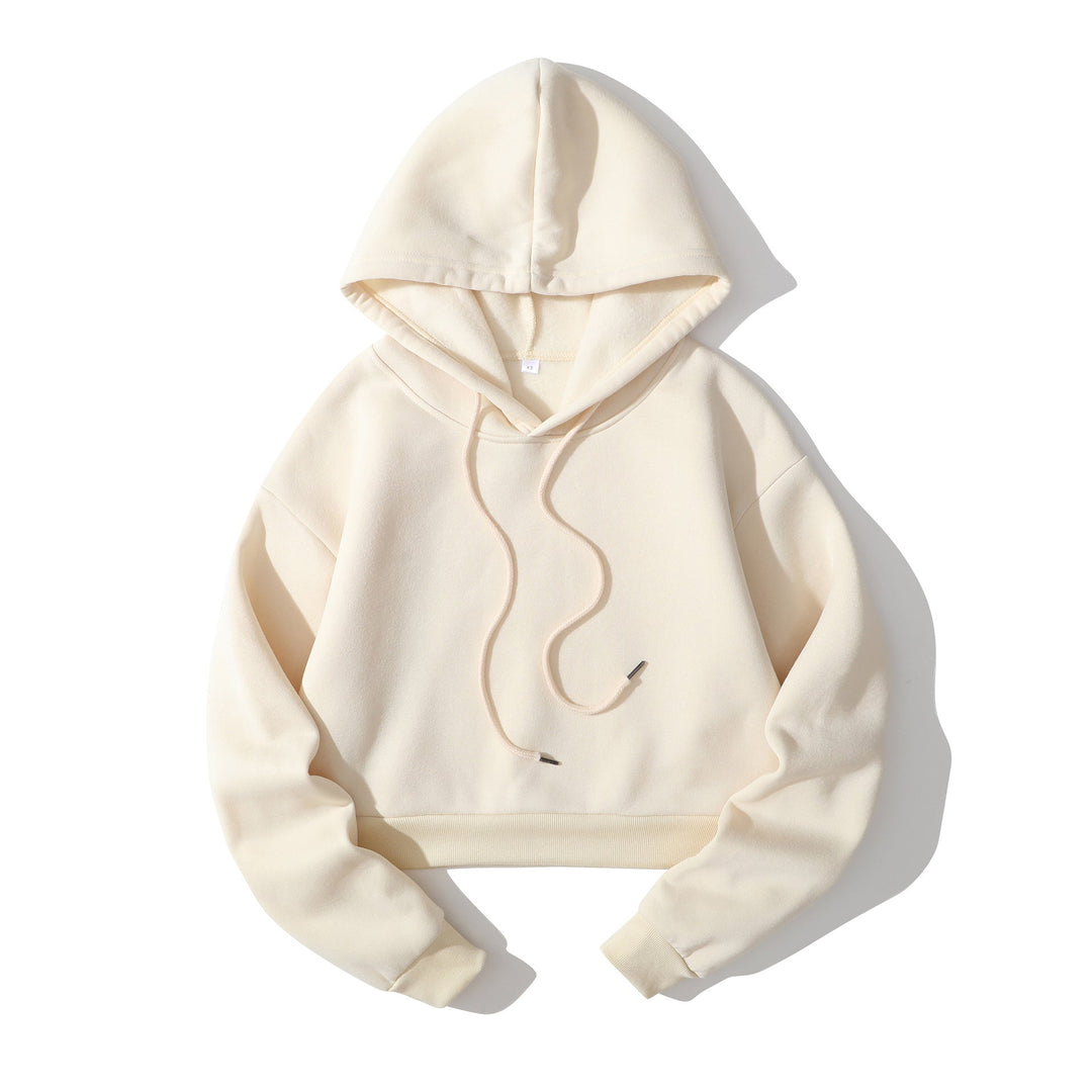 Women's cropped hoodie with soft fleece interior and elastic ribbed hem Hudson & Parker