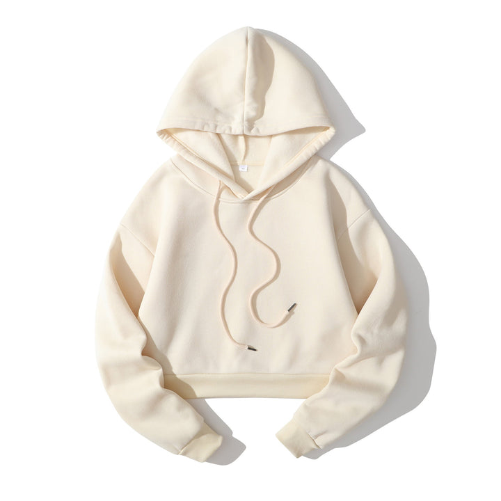 Women's cropped hoodie with soft fleece interior and elastic ribbed hem Hudson & Parker