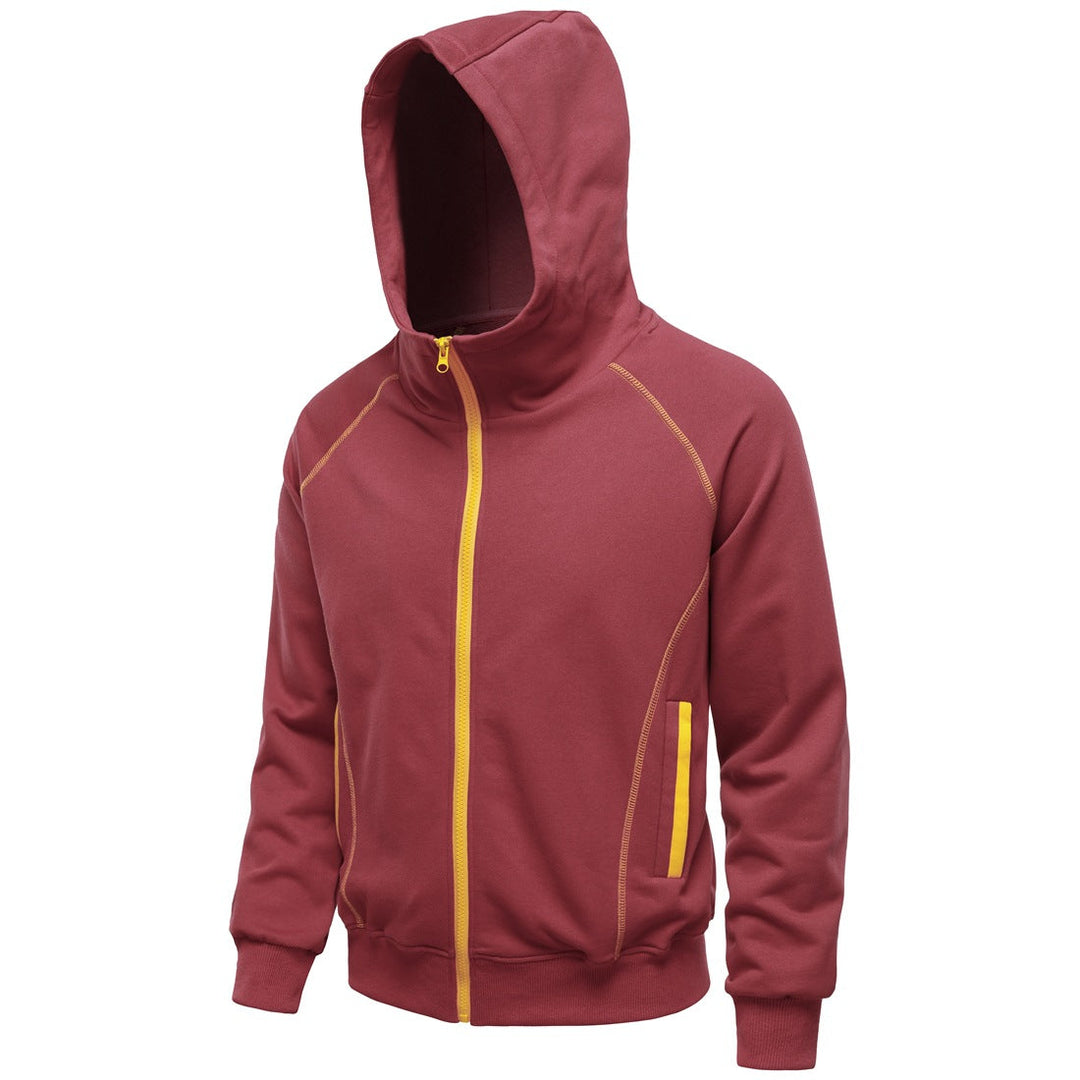 Men's hoodie zip jacket in sporty raglan style with contrast seams and ribbed cuffs Hudson & Parker