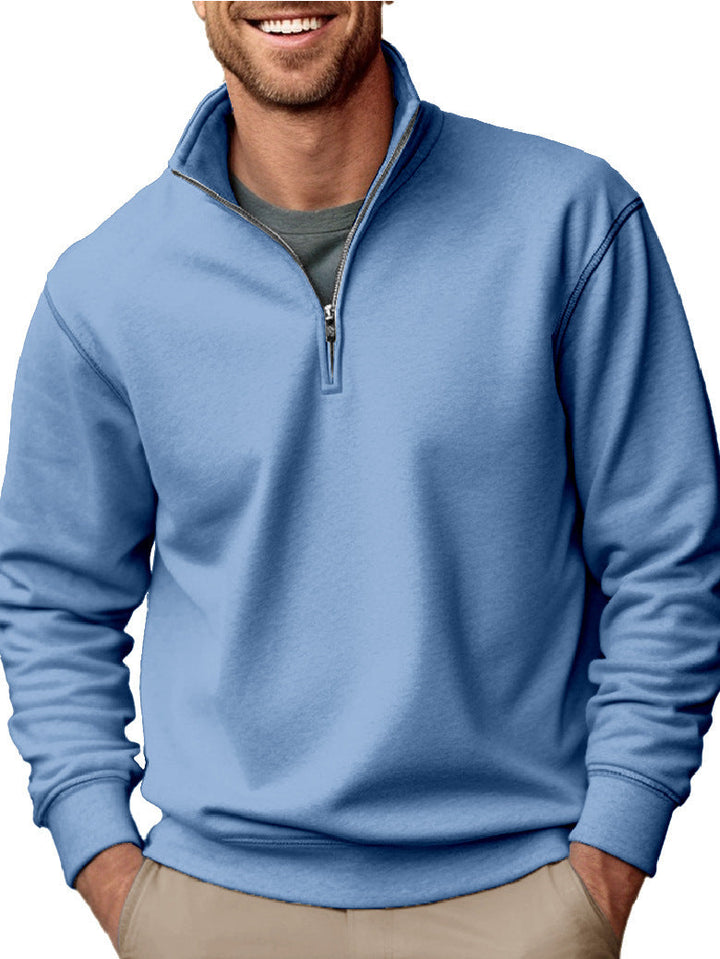 Men's half-zip sweatshirt with stand-up collar and soft fleece interior lining Hudson & Parker