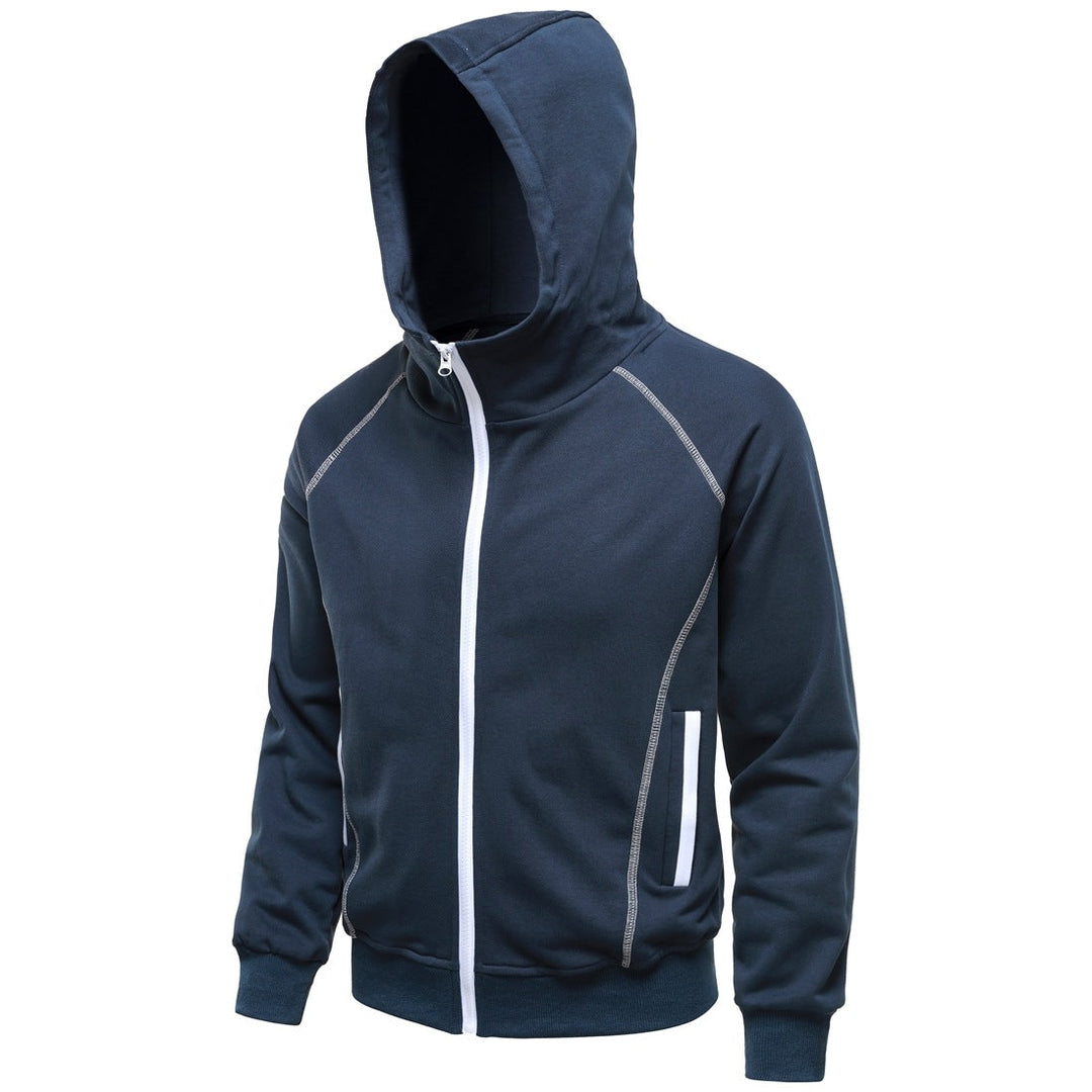 Men's hoodie zip jacket in sporty raglan style with contrast seams and ribbed cuffs Hudson & Parker