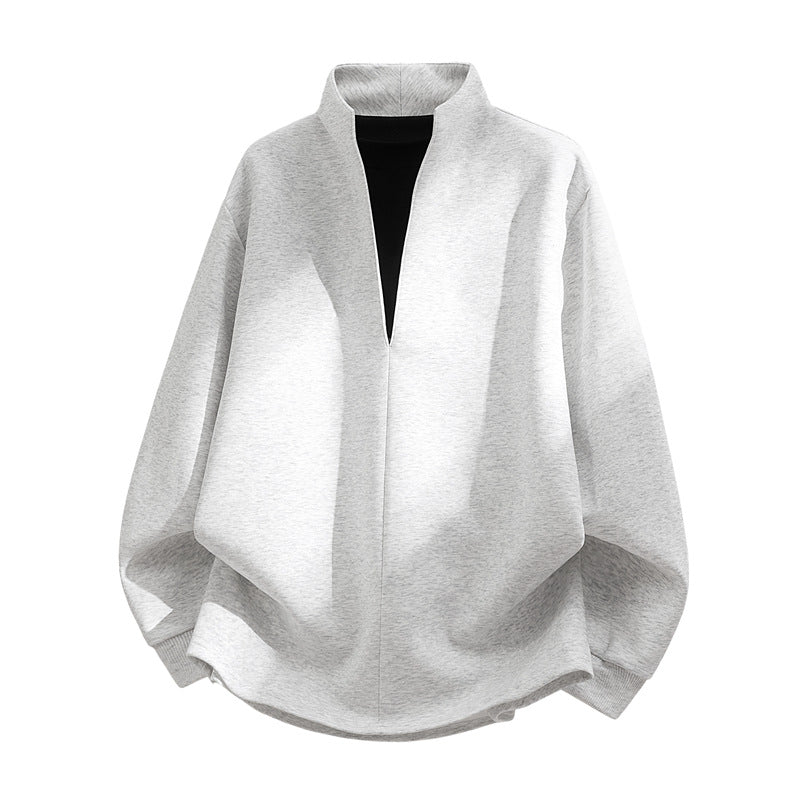 Unisex Oversize Sweatshirt with standing collar, half opening and rounded hem Hudson & Parker
