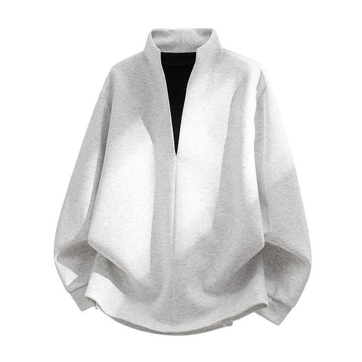 Unisex Oversize Sweatshirt with standing collar, half opening and rounded hem Hudson & Parker