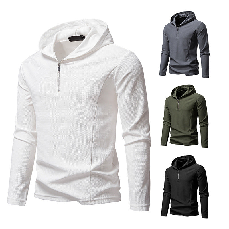 Men's Lightweight Textured Half-Zip Hoodie with Breathable Mesh Hudson & Parker