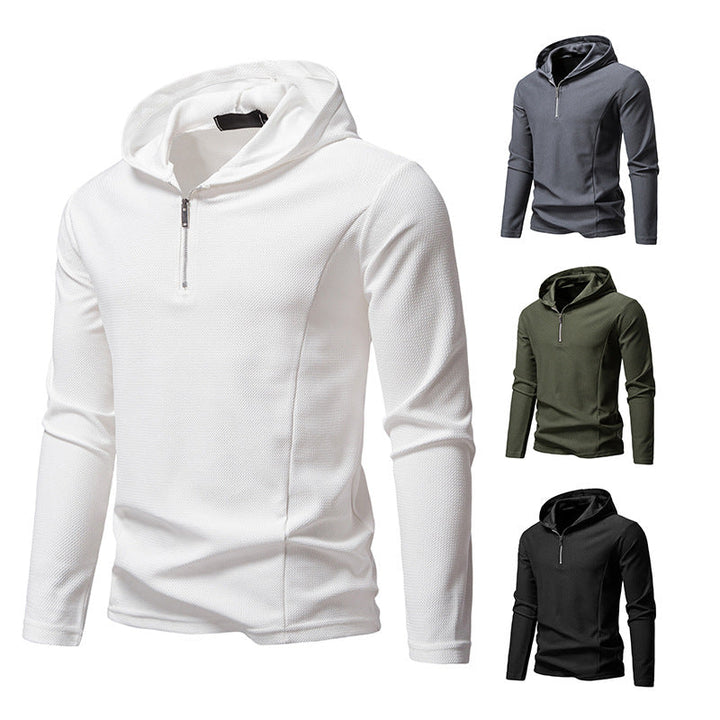 Men's Lightweight Textured Half-Zip Hoodie with Breathable Mesh Hudson & Parker
