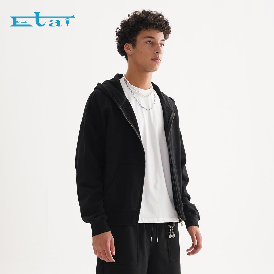 Unisex Zip-up Hooded Jacket in Boxy Cut made of Heavy French Terry Hudson & Parker