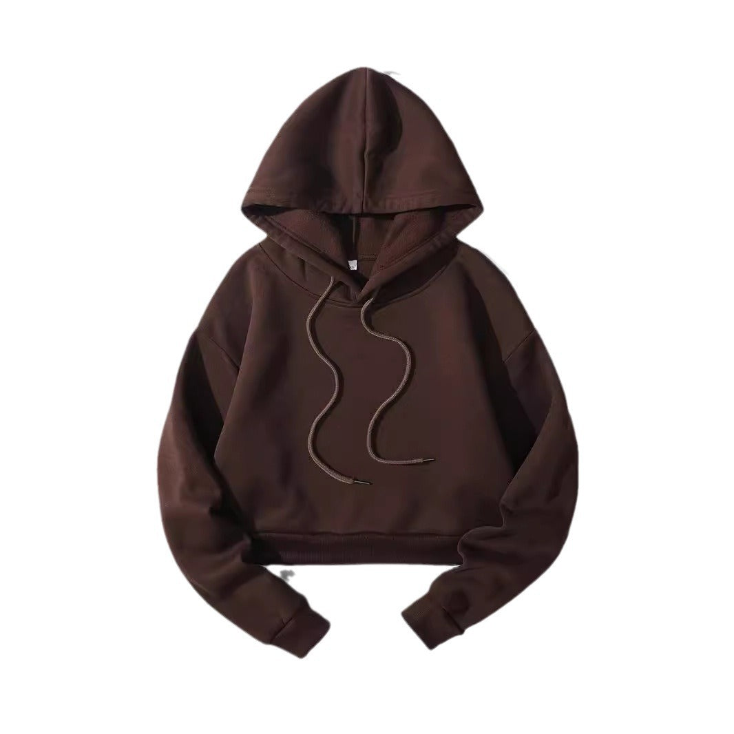 Women's cropped hoodie with soft fleece interior and elastic ribbed hem Hudson & Parker