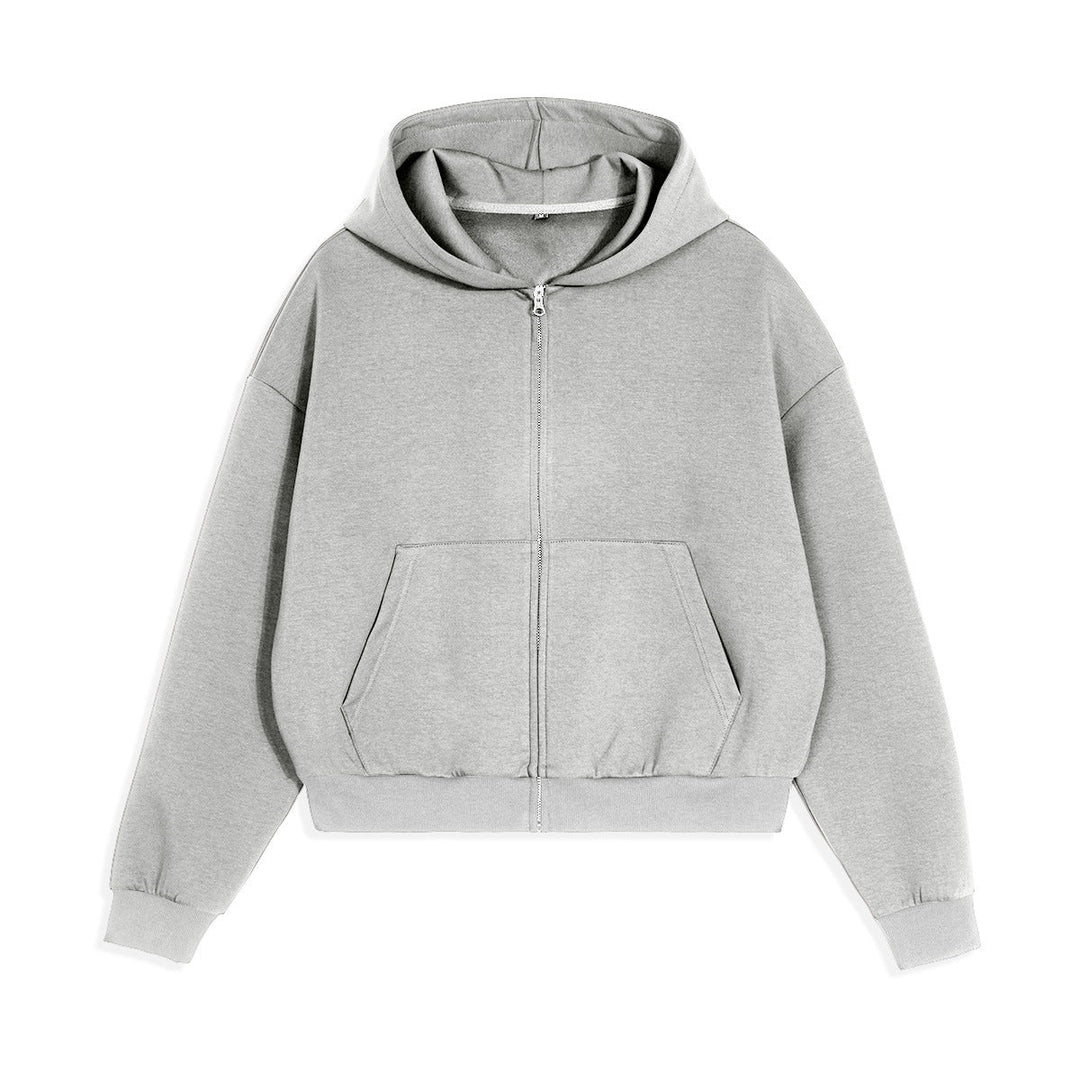 Unisex Boxy Hooded Jacket in Cropped Cut with Elastic Hem Hudson & Parker