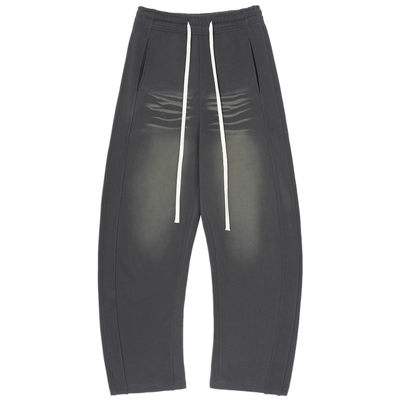 Men's wide sweatpants in harem cut with a deep crotch, extra long drawstrings, and vintage fade Hudson & Parker