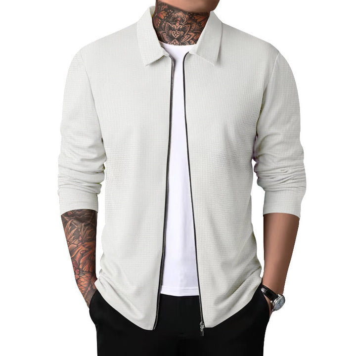 Men's nano structured shirt jacket with waffle structure, full-length zipper and slim fit Hudson & Parker