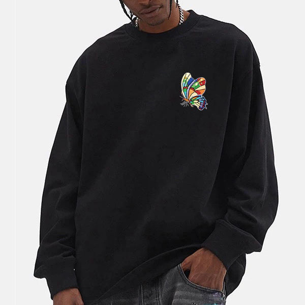 Men's Casual Oversized Sweatshirt with Colorful Butterfly Print Hudson & Parker