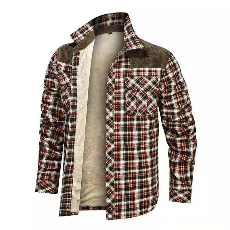 Men's Checked Flannel Shirt with Sherpa Lining, Chest Pockets and Reinforced Shoulder Yoke Hudson & Parker