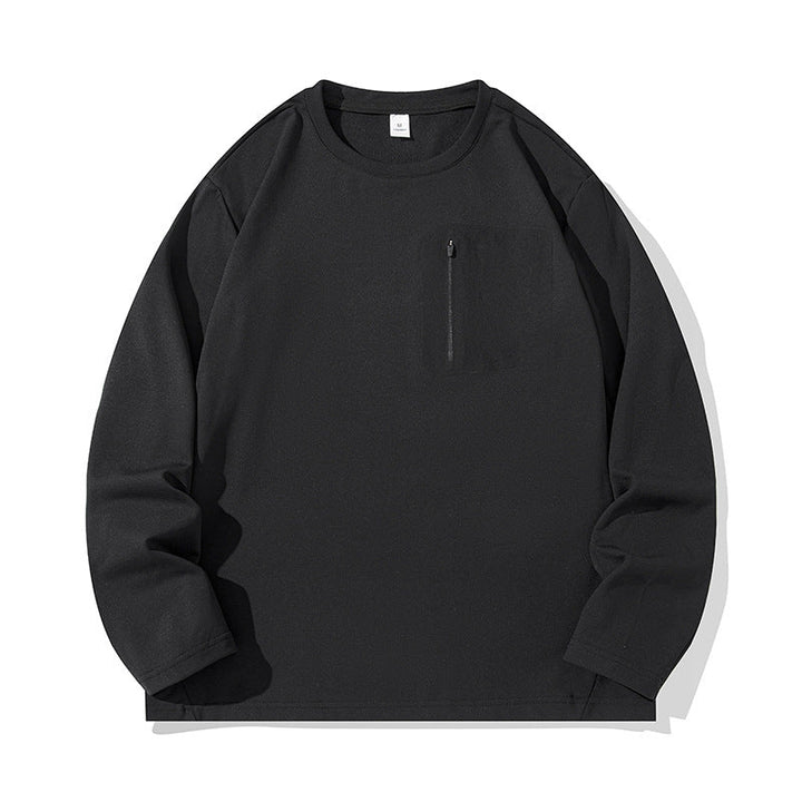 Unisex Oversize Long Sleeve Sweatshirt with Chest Zipper Pocket and Crew Neck Hudson & Parker