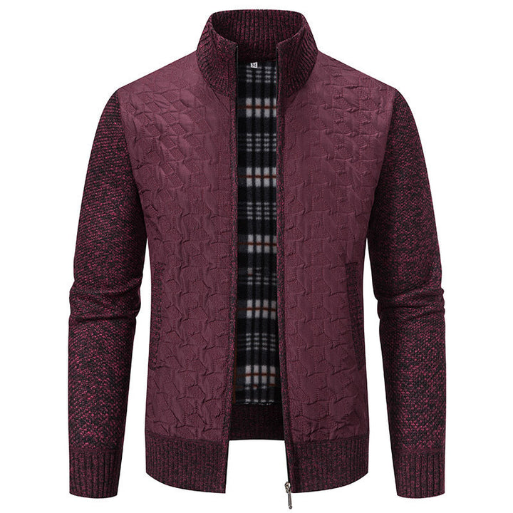 Men's quilted knit hybrid jacket with stand-up collar, full zip and checked lining Hudson & Parker